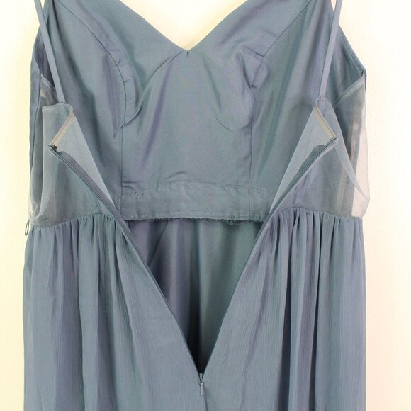 Vera Wang‎ White V-Neck Mesh Back Bridesmaid Dress in Steel Blue Size 4 - Picture 10 of 13